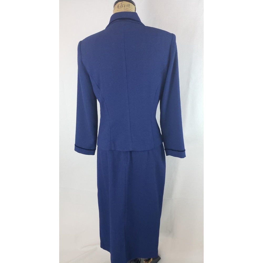 Jessica Howard Petites Womens Skirt Suit Blue Shoulder Pads Med -Large AA207 - Picture 7 of 9